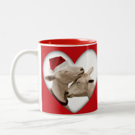 Cute kerstgeit Couple Tweekleurige Koffiemok