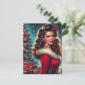 Cute KerstGirl Briefkaart (Staand voorkant)