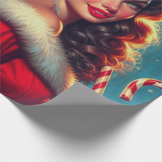 Cute KerstGirl Cadeaupapier (Hoek)