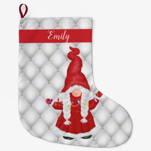 Cute KerstGirl Gnome Personalized Grote Kerstsok