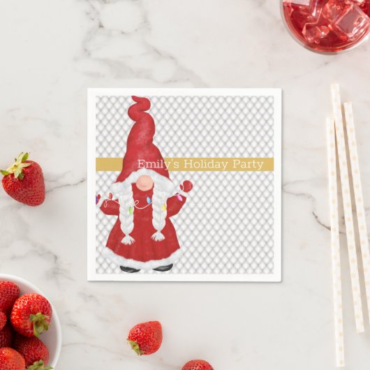 Cute KerstGirl Gnome Personalized Servet (Insitu)