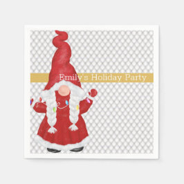 Cute KerstGirl Gnome Personalized Servet