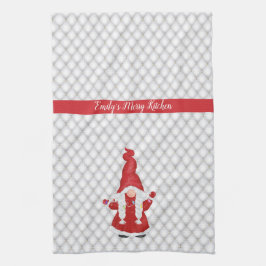 Cute KerstGirl Gnome Personalized Theedoek