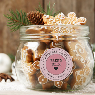 Cute kerstGoodies Heart, gepersonaliseerd Ronde Sticker