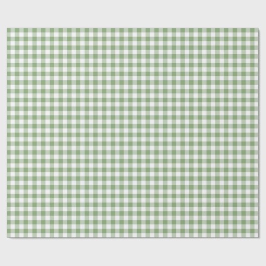Cute KerstGreen/White Gingham Pattern Cadeaupapier (Vlak)