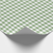 Cute KerstGreen/White Gingham Pattern Cadeaupapier (Hoek)