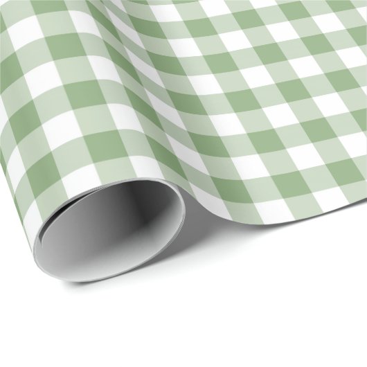 Cute KerstGreen/White Gingham Pattern Cadeaupapier (Rol Hoek)