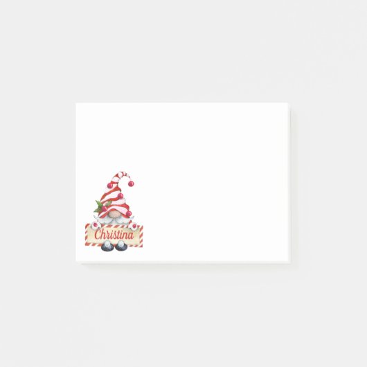 Cute kerstgrint Red Striped Pet Aangepaste naam Post-it® Notes (Voorkant)