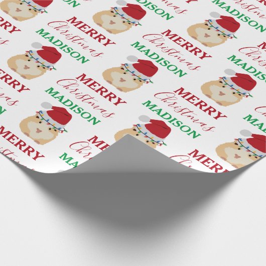 Cute Kersthamster Funny Animal Naam Cadeaupapier (Hoek)