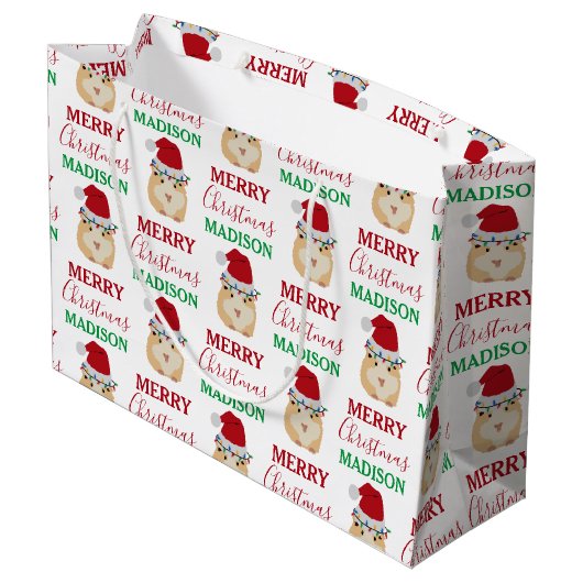 Cute Kersthamster Funny Animal Naam Groot Cadeauzakje (Achterkant Gekanteld)