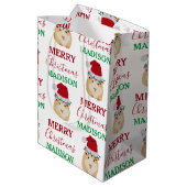 Cute Kersthamster Funny Animal Naam Medium Cadeauzakje (Achterkant Gekanteld)