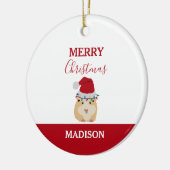 Cute Kersthamster Funny Animal Santa Hat Keramisch Ornament (Links)