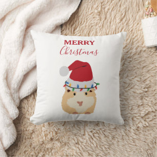 Cute Kersthamster Funny Animal Santa Hat Kussen