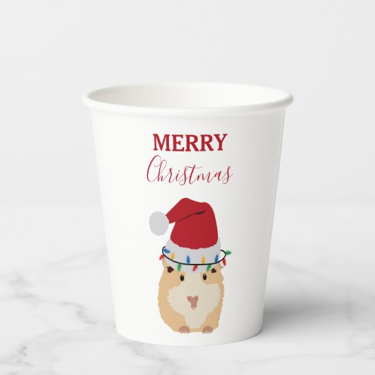 Cute Kersthamster Funny Animal Santa Hat Papieren Bekers (Achterkant)