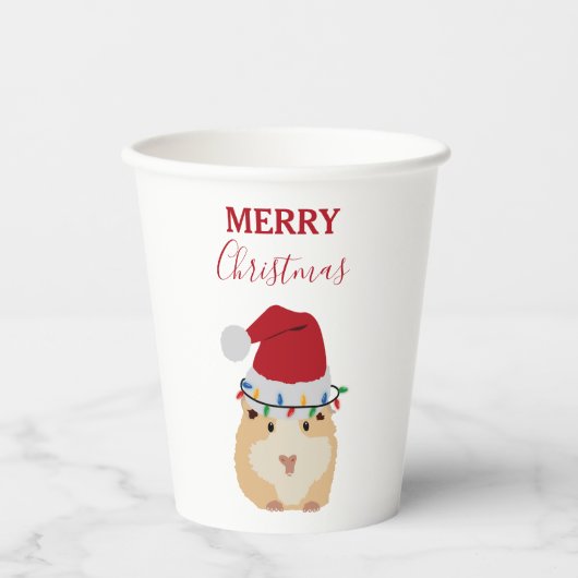 Cute Kersthamster Funny Animal Santa Hat Papieren Bekers (Voorkant)