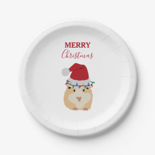 Cute Kersthamster Funny Animal Santa Hat Papieren Bordje