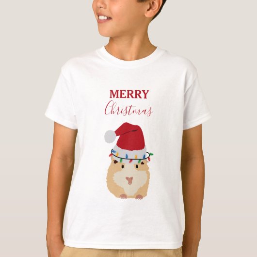 Cute Kersthamster Funny Animal Santa Hat T-shirt (Voorkant)