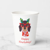 Cute KerstHappy Howlidays Dachshund Dog Party Papieren Bekers (Achterkant)
