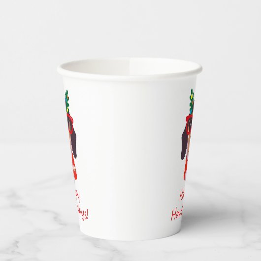 Cute KerstHappy Howlidays Dachshund Dog Party Papieren Bekers (Links)