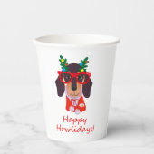 Cute KerstHappy Howlidays Dachshund Dog Party Papieren Bekers (Voorkant)