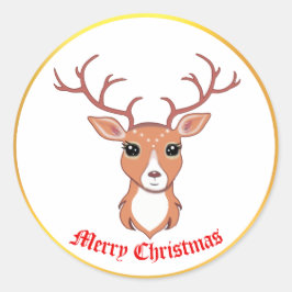 Cute Kersthertensticker Ronde Sticker