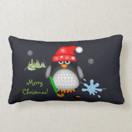 Cute Kersthockey Penguin & custom text Kussen