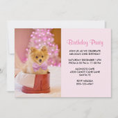 Cute Kersthond Foto met roze Bow Birthday Kaart (Voorkant)