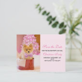 Cute Kersthond Foto slaat de datum op Briefkaart (Staand voorkant)