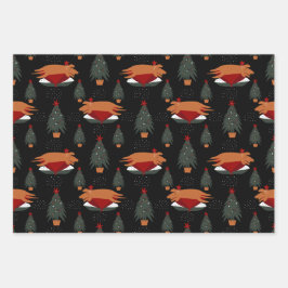 Cute Kersthond Inpakpapier Vel