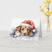 Cute Kersthond Kaart (Gele Bloem)