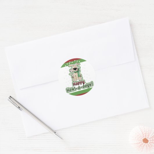 Cute Kersthond Ronde Sticker (Envelop)