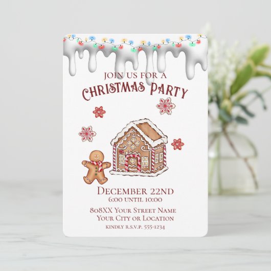 Cute Kersthuis Kerstfeest Kaart (Staand voorkant)
