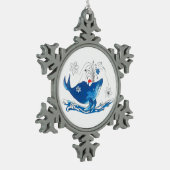 Cute Kersthumpback Whimsical Tree Tin Sneeuwvlok Ornament (Links)