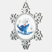 Cute Kersthumpback Whimsical Tree Tin Sneeuwvlok Ornament (Rechts)