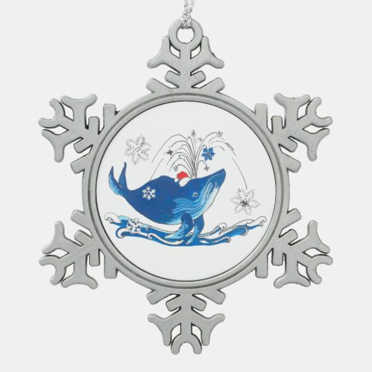 Cute Kersthumpback Whimsical Tree Tin Sneeuwvlok Ornament (Voorkant)