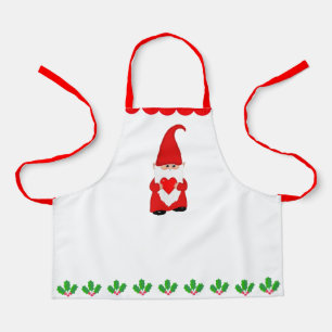 Cute Kerstkabouter & Hulstbesblad Decoratie Schort
