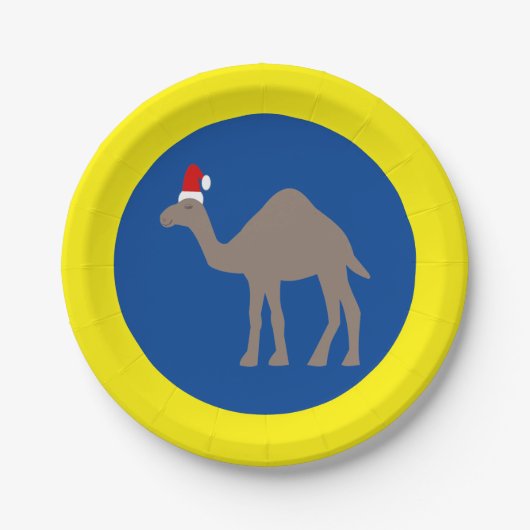 Cute kerstkamel papieren bordje (Voorkant)