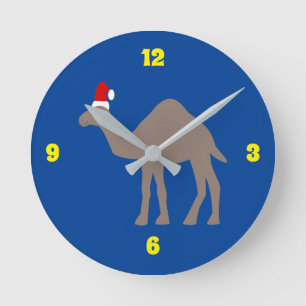 Cute kerstkamel ronde klok