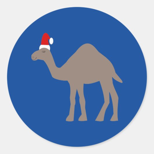Cute kerstkamel ronde sticker (Voorkant)