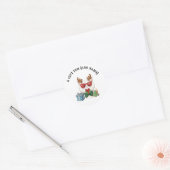 Cute Kerstkat Cadeaubijslab Sticker (Envelop)
