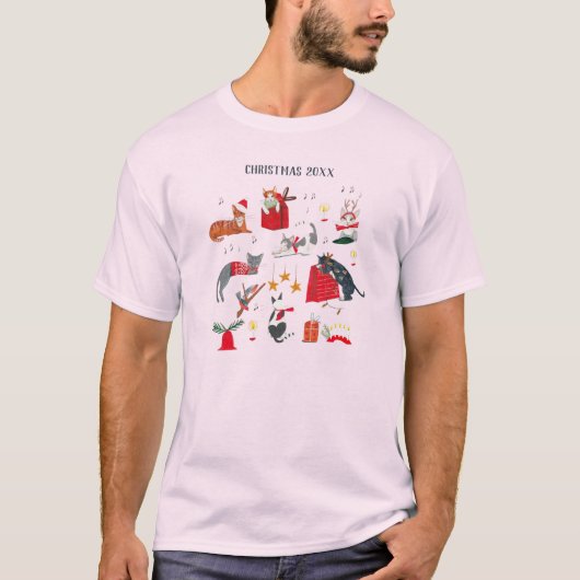 Cute kerstkat-feestdag t-shirt (Voorkant)