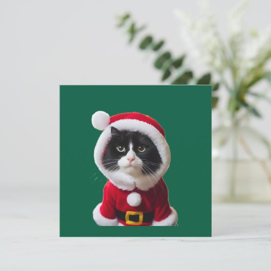 Cute kerstkat kaart (Staand voorkant)