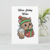 Cute Kerstkat Kerstkaart (Staand voorkant)