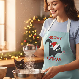 Cute kerstkat Meowy Catmas Holiday Schort