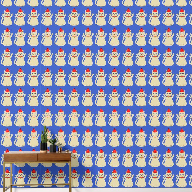 Cute Kerstkat Patroon Behang (Hal)