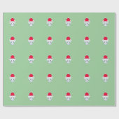 Cute Kerstkat Patroon Cadeaupapier (Vlak)