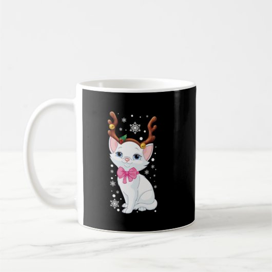 Cute kerstkat rendierenkat Lovers Funny Chris Koffiemok (Links)