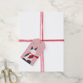 Cute Kerstkat roze Kerst Geschenklabels Cadeaulabel (Met Touw)