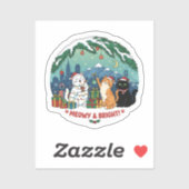 Cute Kerstkat Sticker (Vel)