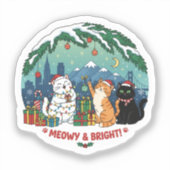 Cute Kerstkat Sticker (Voorkant)